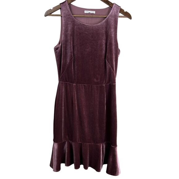 Rebecca Minkoff Dress M Tiffany‎ Ruffle Hem Purple Velvet Velour Party Cute - Picture 1 of 11